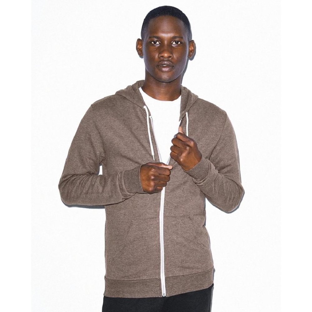 Brown Terry Cotton Zip Up
